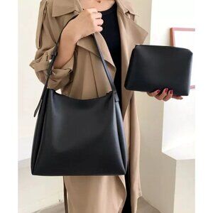 Ooomay Black slouch boho bag with cosmetic bag